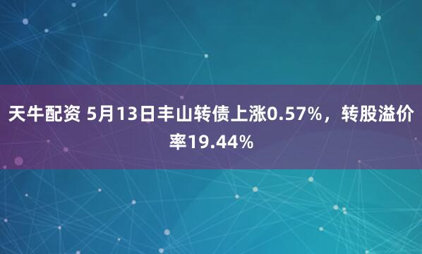 天牛配资 5月13日丰山转债上涨0.57%，转股溢价率19.44%